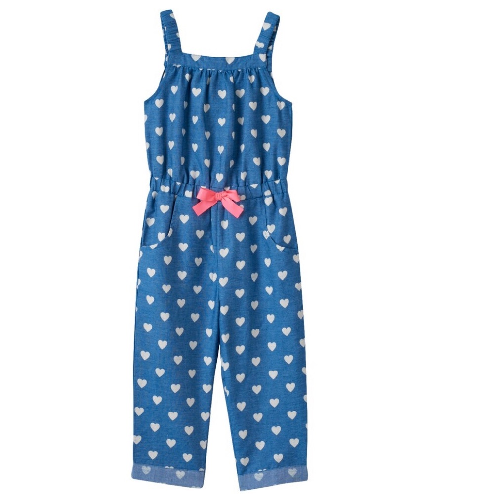 Heart Chambray Jumpsuit Baby Girl Little Lass